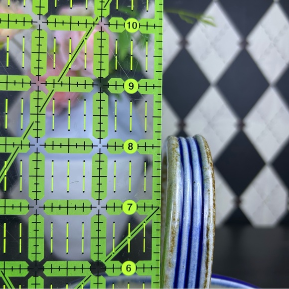 Vintage Studio Earthenware Basket Bowl, Blue Floral Glaze 8" Gray Brown Blue - Picture 13 of 14